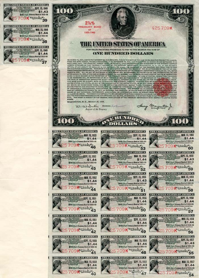 $100 U.S. Treasury Bond